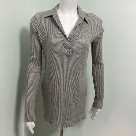 Helmut Lang Ribbed gray collared dress - Picture 1 of 6